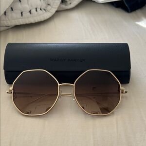 Warby Parker Gold Frame Sunglasses with Brown Lenses